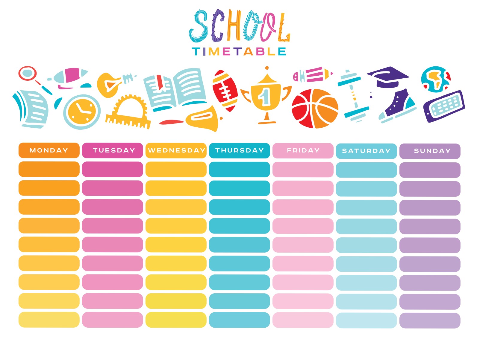 Магнітний планер А3 Шкільний розклад 1 eng