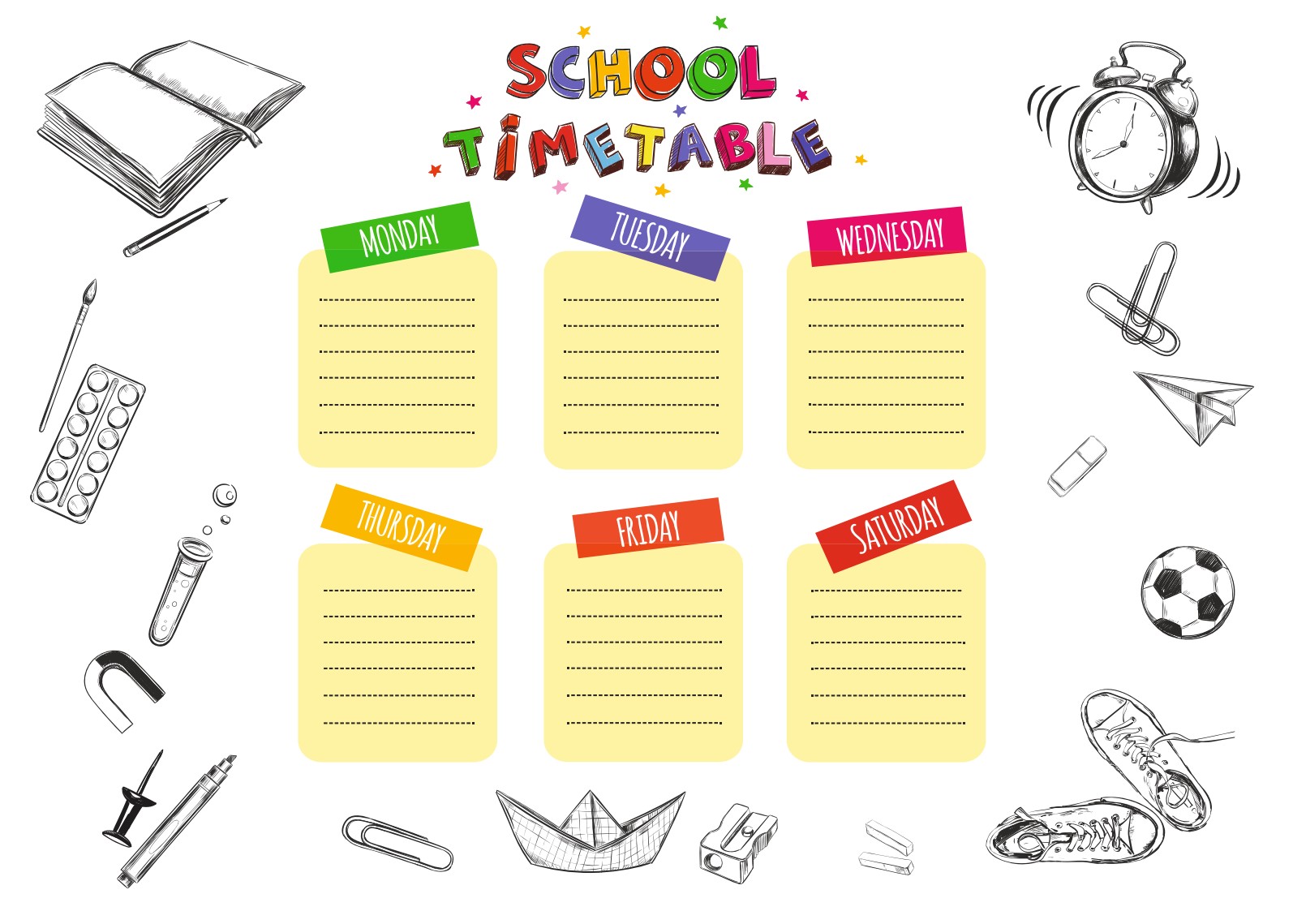 Магнітний планер А3 Шкільний розклад 5 eng